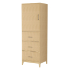 Wyndham Elan 23.75-Inch White Oak Tall Linen Side Cabinet - Brushed Nickel