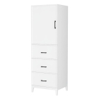 Wyndham Elan 23.75-Inch White Tall Linen Side Cabinet - Matte Black