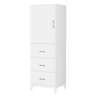 Wyndham Elan 23.75-Inch White Tall Linen Side Cabinet - Brushed Nickel