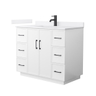 Wyndham Elan TK (single) 42-Inch White Vanity - Matte Black