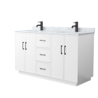 Wyndham Elan TK (double) 60-Inch White Vanity - Matte Black