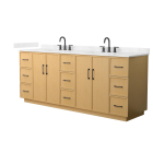 Wyndham Elan TK (double) 84-Inch Light Oak Vanity - Matte Black