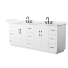 Wyndham Elan TK (double) 84-Inch White Vanity - Matte Black