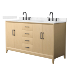 Wyndham Janna (double) 60-Inch White Oak Vanity - Matte Black
