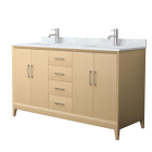 Wyndham Janna (double) 60-Inch White Oak Vanity - Brushed Nickel