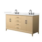 Wyndham Janna (double) 66-Inch White Oak Vanity - Matte Black