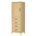 Wyndham Janna 23.75-Inch White Oak Tall Linen Side Cabinet - Matte Black