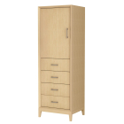 Wyndham Janna 23.75-Inch White Oak Tall Linen Side Cabinet - Brushed Nickel