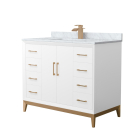 Wyndham Amici (single) 42-Inch White Vanity - Satin Bronze