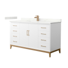Wyndham Amici (single) 60-Inch White Vanity - Satin Bronze
