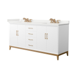 Wyndham Amici (double) 72-Inch White Vanity - Satin Bronze