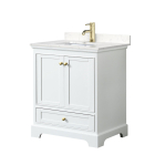 Wyndham Deborah (single) 30-Inch White Vanity - Brushed Gold