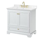 Wyndham Deborah (single) 36-Inch White Vanity - Brushed Gold