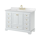 Wyndham Deborah (single) 48-Inch White Vanity - Brushed Gold