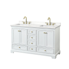 Wyndham Deborah (double) 60-Inch White Vanity - Brushed Gold