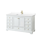 Wyndham Deborah (single) 60-Inch White Vanity - Brushed Gold