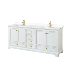 Wyndham Deborah (double) 80-Inch White Vanity - Brushed Gold