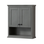 Wyndham Deborah 25-Inch Dark Gray Over-The-Toilet Bathroom Cabinet - Matte Black