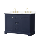 Wyndham Avery (double) 48-Inch Dark Blue Vanity - Brushed Gold