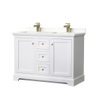 Wyndham Avery (double) 48-Inch White Vanity - Brushed Gold