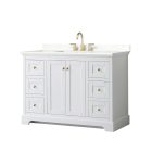 Wyndham Avery (single) 48-Inch White Vanity - Brushed Gold