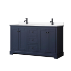 Wyndham Avery (double) 60-Inch Dark Blue Vanity - Matte Black