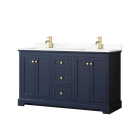 Wyndham Avery (double) 60-Inch Dark Blue Vanity - Brushed Gold