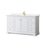 Wyndham Avery (single) 60-Inch White Vanity - Brushed Gold