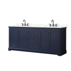 Wyndham Avery (double) 80-Inch Dark Blue Vanity - Matte Black