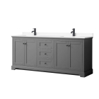 Wyndham Avery (double) 80-Inch Dark Gray Vanity - Matte Black