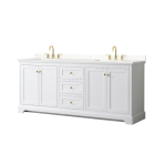 Wyndham Avery (double) 80-Inch White Vanity - Brushed Gold