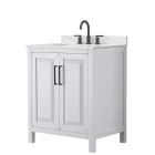 Wyndham Daria (single) 30-Inch White Vanity - Matte Black