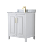 Wyndham Daria (single) 30-Inch White Vanity - Brushed Gold