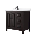 Wyndham Daria (single) 36-Inch Left-Offset Dark Espresso Vanity - Matte Black
