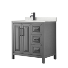Wyndham Daria (single) 36-Inch Left-Offset Dark Gray Vanity - Matte Black