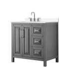 Wyndham Daria (single) 36-Inch Left-Offset Dark Gray Vanity - Polished Chrome