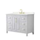 Wyndham Daria (single) 48-Inch White Vanity Cabinet - Brushed Gold