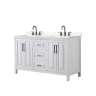 Wyndham Daria (double) 60-Inch White Vanity Cabinet - Matte Black