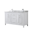 Wyndham Daria (double) 60-Inch White Vanity Cabinet - Polished Chrome