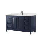 Wyndham Daria (single) 60-Inch Dark Blue Vanity Cabinet - Matte Black