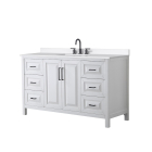 Wyndham Daria (single) 60-Inch White Vanity Cabinet - Matte Black
