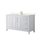 Wyndham Daria (single) 60-Inch White Vanity Cabinet - Brushed Gold