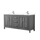 Wyndham Daria (double) 72-Inch Dark Gray Vanity Cabinet - Polished Chrome