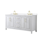 Wyndham Daria (double) 72-Inch White Vanity Cabinet - Brushed Gold