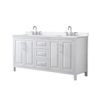 Wyndham Daria (double) 72-Inch White Vanity Cabinet - Polished Chrome
