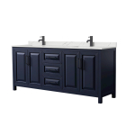 Wyndham Daria (double) 80-Inch Dark Blue Vanity Cabinet - Matte Black