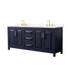 Wyndham Daria (double) 80-Inch Dark Blue Vanity Cabinet - Brushed Gold