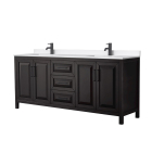 Wyndham Daria (double) 80-Inch Dark Espresso Vanity Cabinet - Matte Black