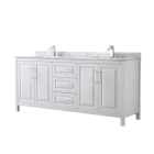 Wyndham Daria (double) 80-Inch White Vanity Cabinet - Polished Chrome