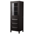 Wyndham Daria 24-Inch Dark Espresso Tall Linen Bathroom Side Cabinet - Matte Black